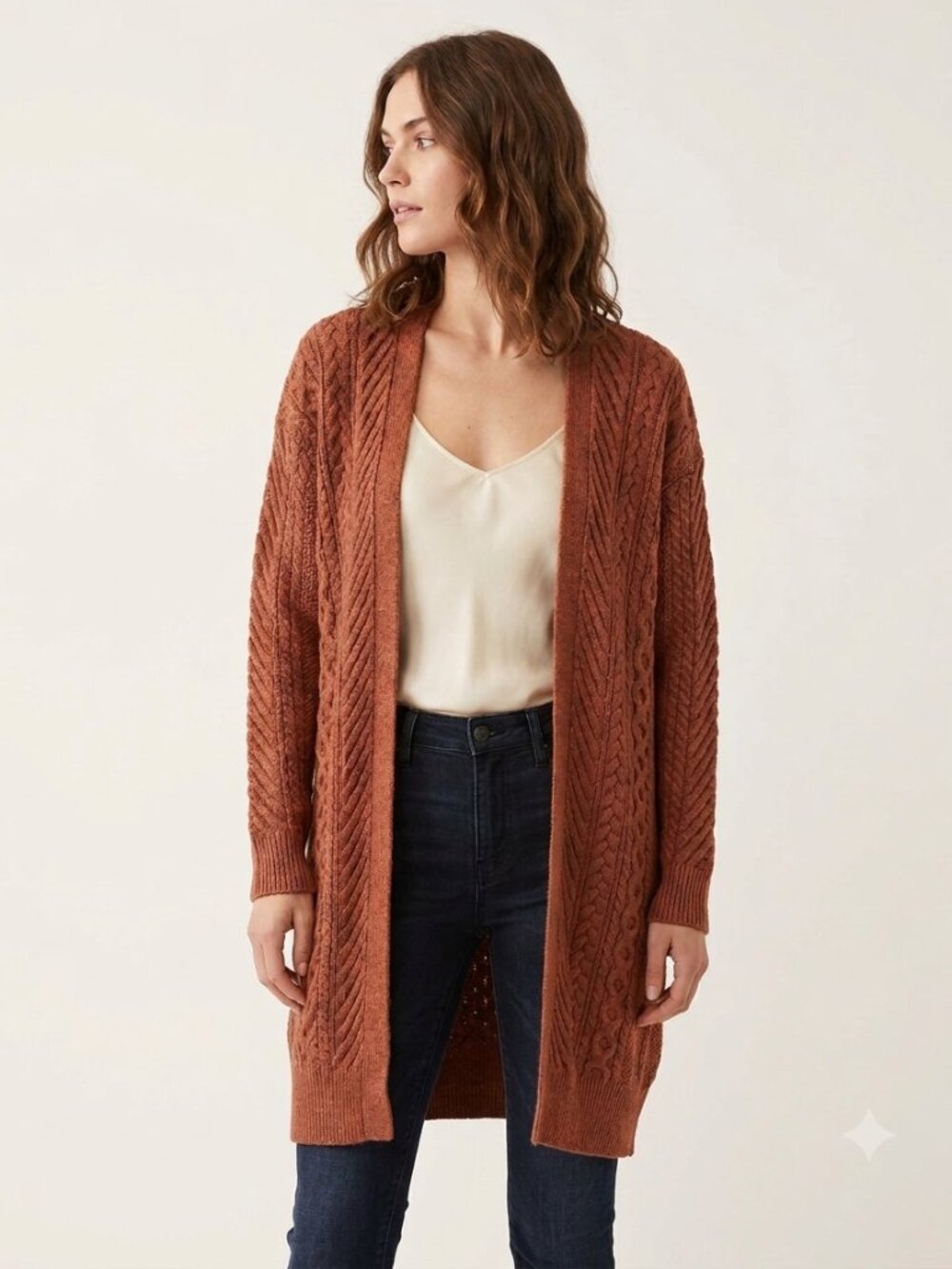 Nili Lotan for Target Brown Cable Knit Duster Cardigan NWOT XS